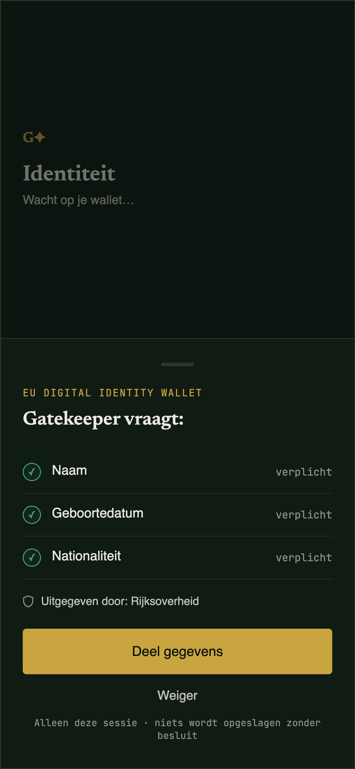 Gatekeeper wallet consent screen